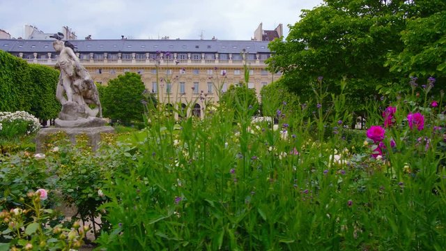 Paris France Pov Walking In Garden Of Palais Poyal Steadicam