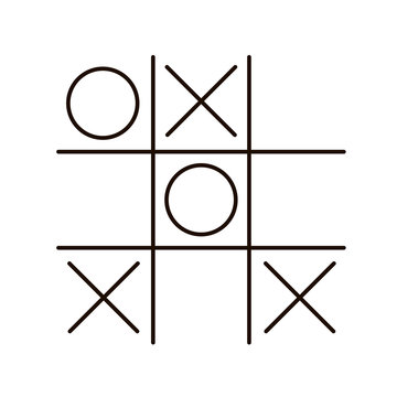 Tic tac toe. Noughts and crosses board game icon isolated. Vector