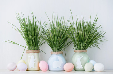 Cute creative photo with easter eggs