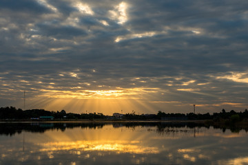 sunset on the lake landscape