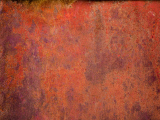 old painted metal surface. Rusty metal, peeling paint, red tones