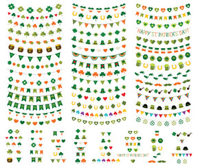 St. Patrick’s Day vector bunting and garland set. Used pattern brushes incuded