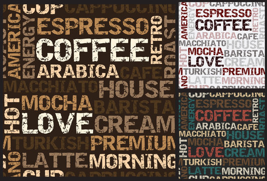 coffee seamless pattern with coffee words vector
