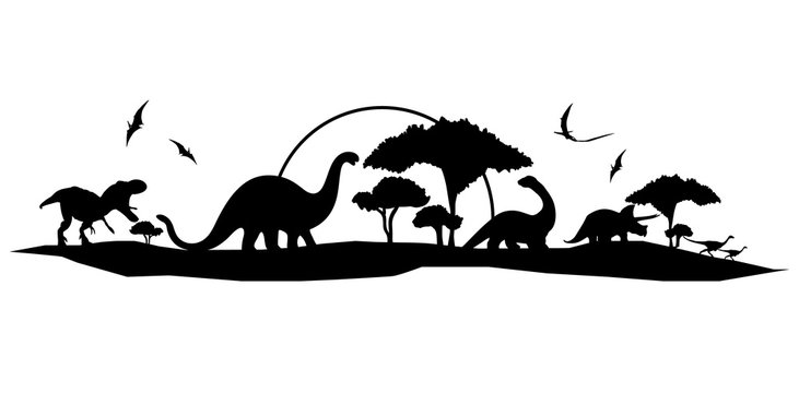 handmade dinosaur landscape vector design