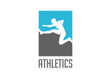 Athlete running obstacles Logo vector. Sport Athletics icon