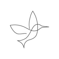 Continuous line bird White one line drawing