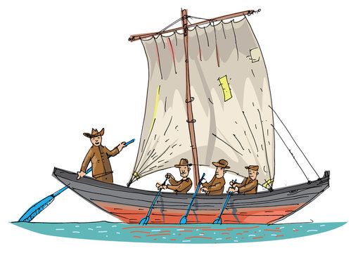 vintage sailboat - cartoon