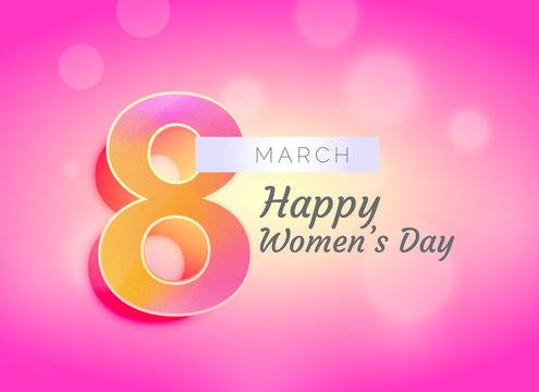 happy woman's day greeting card design with beautiful background
