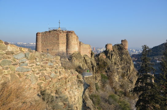 Narikala Citadel. Tbilisi, Georgia. Narikala  is an ancient fortress overlooking Tbilisi, the capital of Georgia, and the Kura River