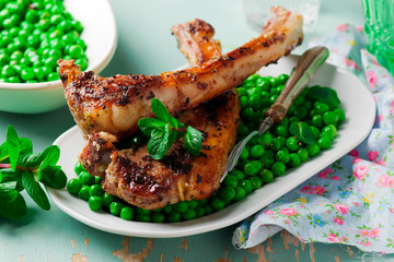 Lamb Chops Marinated with Mint and  green pea