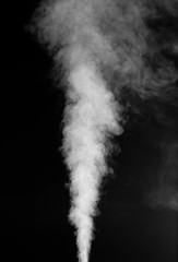 White vapor on the black background