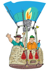 hot air balloon basket - cartoon