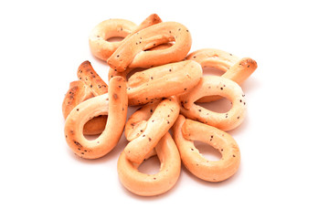 Pretzels with poppy isolated on white