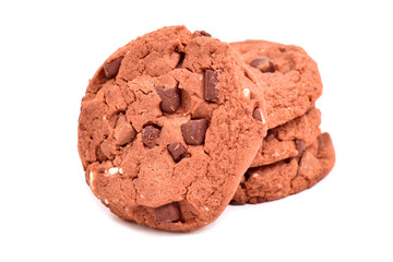 Biscuits wiht small chocolate pieces isolated on white