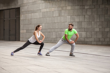 Fototapeta premium fitness, sport, exercising, training and people concept