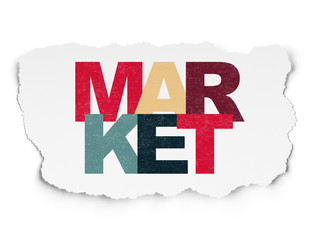 Marketing concept: Market on Torn Paper background