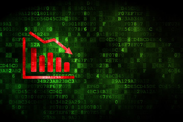 Advertising concept: Decline Graph on digital background