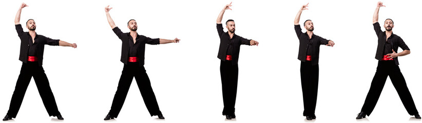 Spanish dancer in various poses on white