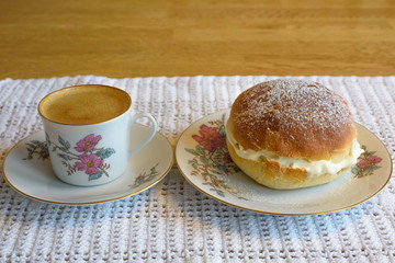 Fresh Buns with Custard and Coffee
