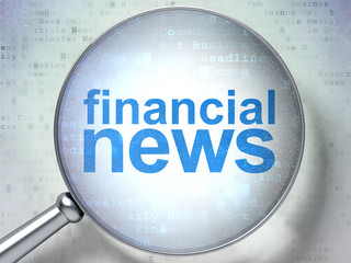 News concept: Financial News with optical glass