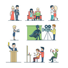 Linear Flat Film production vector. Entertainment concept