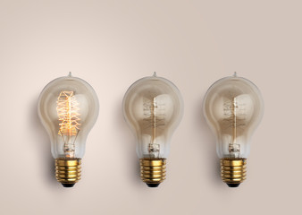 pastel Light bulbs on pastel background, light bulb creative ideas background concept.