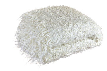 White soft woolen blanket with heather and with cozy look on white background