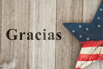 Fototapeta na wymiar USA Spanish thank you message