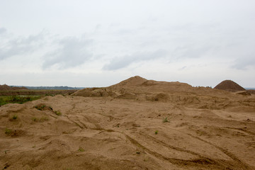 sand quarry in gloomy rainy day