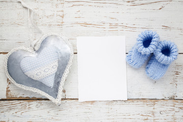 Greeting children form with blue booties