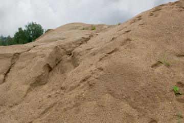 sand quarry in gloomy rainy day