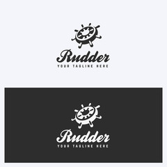 Rudder, Helm Logo Design Template. Sailing, Nautical Theme. Simple and Clean Style. Black and White Colors. Vector.