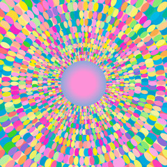 Pattern with colorful circles . Abstract vector op art pattern Bright ornament. Optical illusion texture. Modern stylish. Swirling,rotating lines artistic graphic