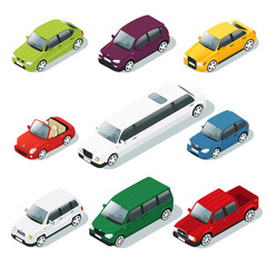 Isometric Car Icons Set