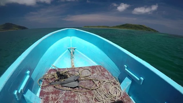 Landscape of one of the Yasawa islands in Fiji from a boat