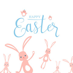 Vector illustration of cute pastel color happy easter greeting card