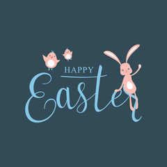 Vector illustration of cute pastel color happy easter greeting template