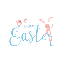 Vector illustration of cute pastel color happy easter greeting template