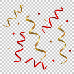 serpentine and confetti on transparent background