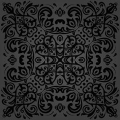 Elegant vector dark ornament in classic style. Abstract traditional pattern with oriental elements, Classic vintage pattern