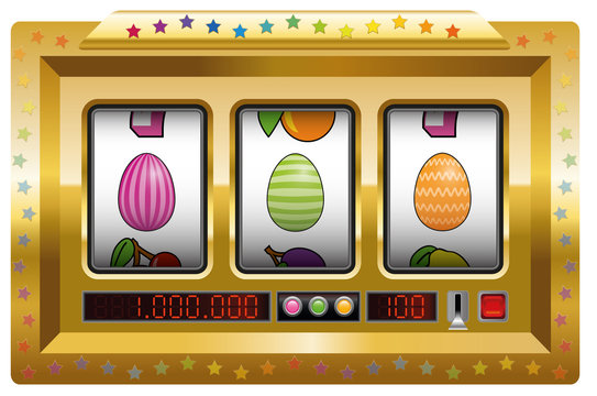 Easter egg slot machine. Isolated vector illustration on white background.