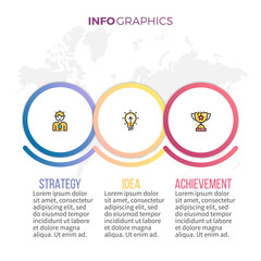Business infographics. Timeline with with 3 options, squares.