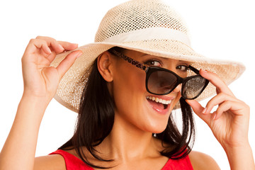 summer connceptual photo of a beautiful woman with hat