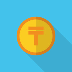 currency symbol on gold coin Kazakhstan Tenge