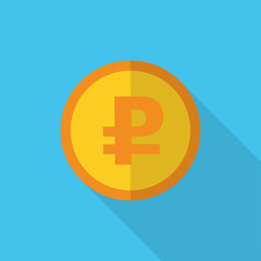 currency symbol on gold coin Russian Ruble