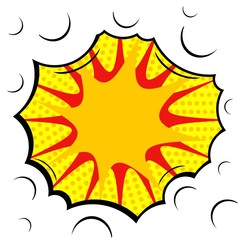 Abstract creative concept vector comic pop art style blank, layout template with clouds beams and isolated dots background. For sale banner, empty speech bubble set, illustration halftone book design.