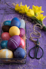 Bunte Eier mit Osterglocken