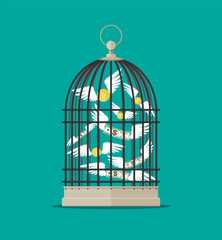 Bird cage with flying money
