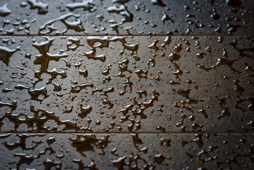 Background of oak planks with water drops - 138620562