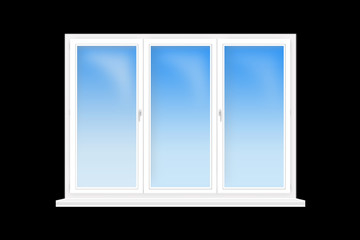 three-leaved window isolated on the black